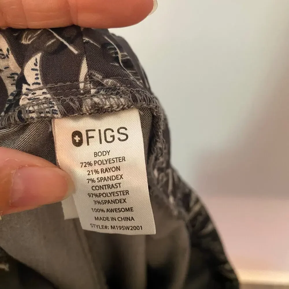 FIGS Graphite Gray Feather Print Scrub Cargo Pants Uniform Nurse Dr Men size XXL